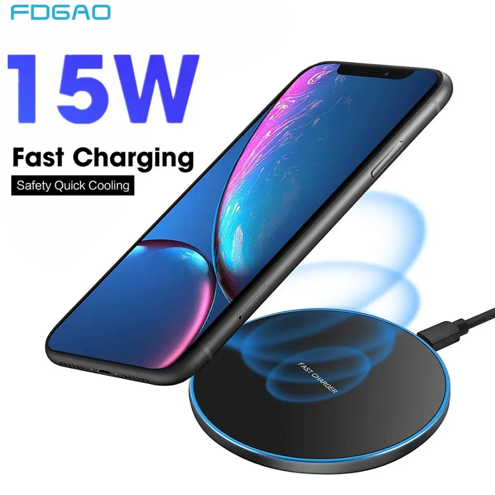 

15W Qi Wireless Charger for Samsung S10 S9 Note 10 9 Fast Charging Pad 10W USB C Quick Charge For iPhone XS Max XR X 8 Airpods 2
