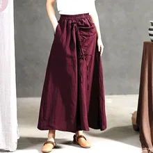 Новинка большого размера плюс 7XL 6XL Ретро винтажная Повседневная Высококачественная хлопковая льняная Женская трапециевидная юбка