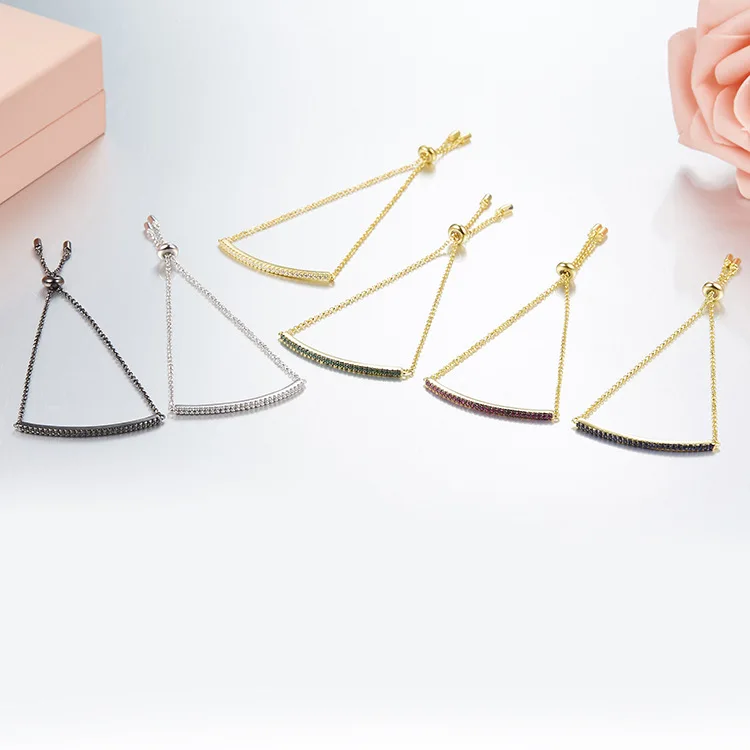 5 цветов популярный дизайн monaco 925 браслет из слиток серебра Регулируемый размер кубического циркония простой линейный браслет для женщин ювелирные украшения