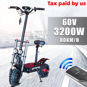 

60V 3200W Adult Electric Scooter 11inch Off Road Tire 80KM/H Dual Motor Powerful Electric Skateboard Long Skateboard E Scooter