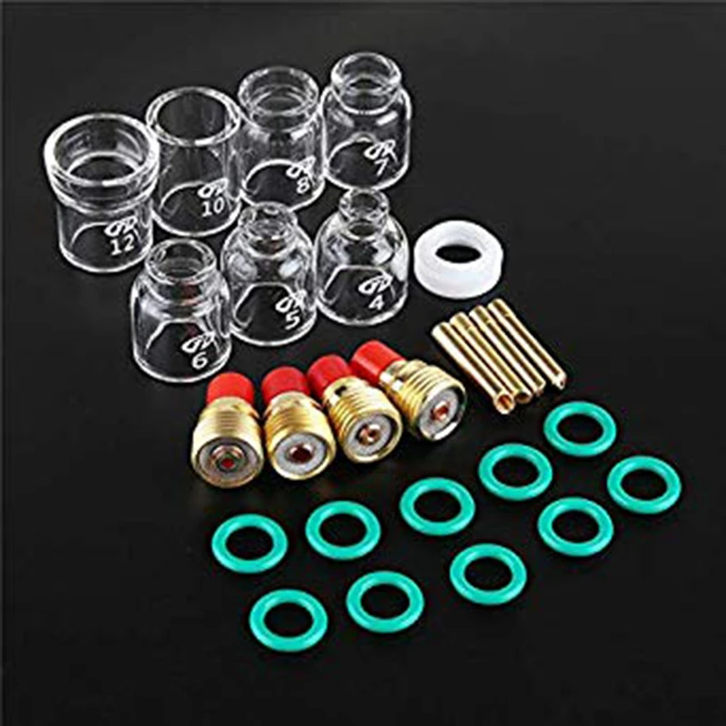 Горячая XD-26Pcs TIG сварочные аксессуары зажим для факела слот чашки кольцо Стекло для WP-9/20/25 Мощность инструмент Аксессуары Набор инструментов Набор