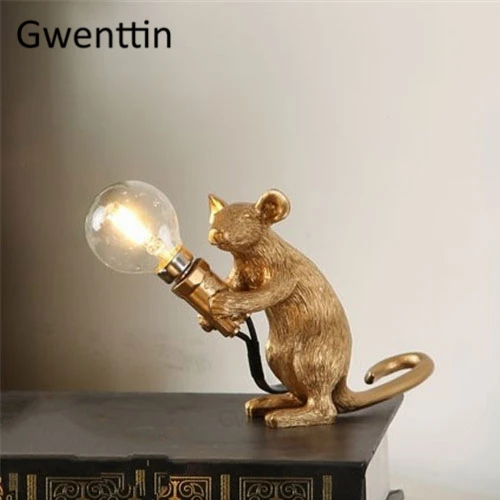 Современный полимерный стол с мышкой SELETTI, лампы для спальни, прикроватная лампа, светодиодный настольный светильник, Светильники для дома, декоративное художественное промышленное освещение - Цвет абажура: Gold B