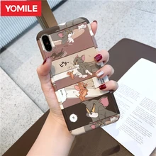 360 чехол с милым рисунком том Джерри для iPhone X, XR, XS, Max, 6, 6 S, 7, 8 Plus, 5, 5S, SE, тонкий жесткий чехол с изображением аниме i Phone Cat mouse, стекло