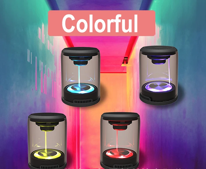 D08 Mini LED Colorful HIFI Big Bass Sound Column Box TWS Magnetic Vibration Bluetooth Transparent Speaker 2 speakers Per Set