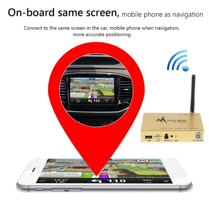 2.4G 5G Car WiFi Mirror Link Box Screen Mirroring Dongle for iOS Android