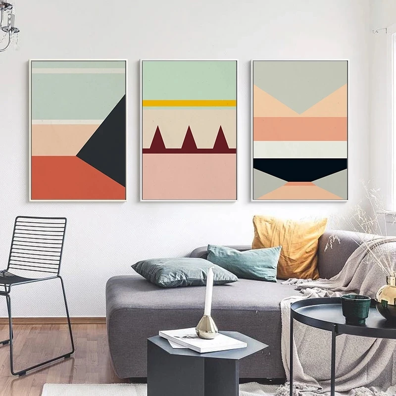 

Modern Geometric Color Block Poster for Living Room Artwork Pictures Printed On Canvas Wall Art Graphic Painting Home Decor