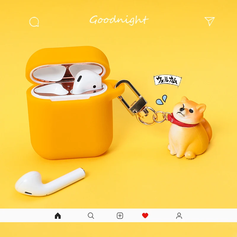 Милый мультфильм щенок наушники чехол для AirPods 2 силиконовый чехол Kawaii беспроводной Bluetooth наушники защитный чехол с брелком