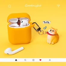 Милый мультфильм щенок наушники чехол для AirPods 2 силиконовый чехол Kawaii беспроводной Bluetooth наушники защитный чехол с брелком