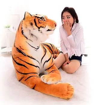 

[Funny] 230cm Super big king of forest simulation large tiger Stuffed Plush toy doll model sofa car Animal Cushion Hold pillow