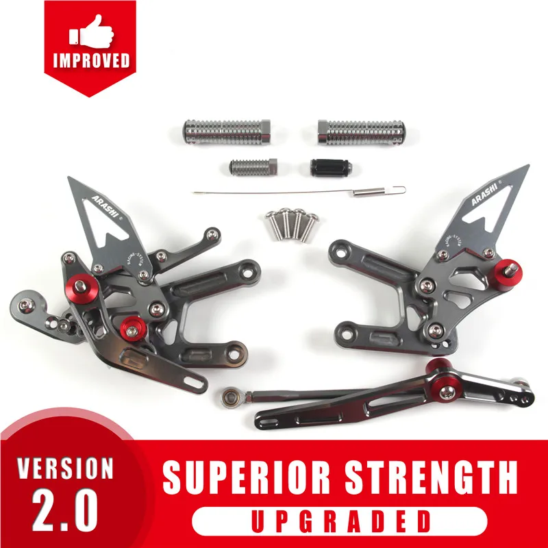 Араши регулируемая подножка подножки для YAMAHA YZF R6 2006- YZF-R6 2007 2008 2009 2010 2011 2012 2013 фрезерный станок с ЧПУ - Цвет: Gray