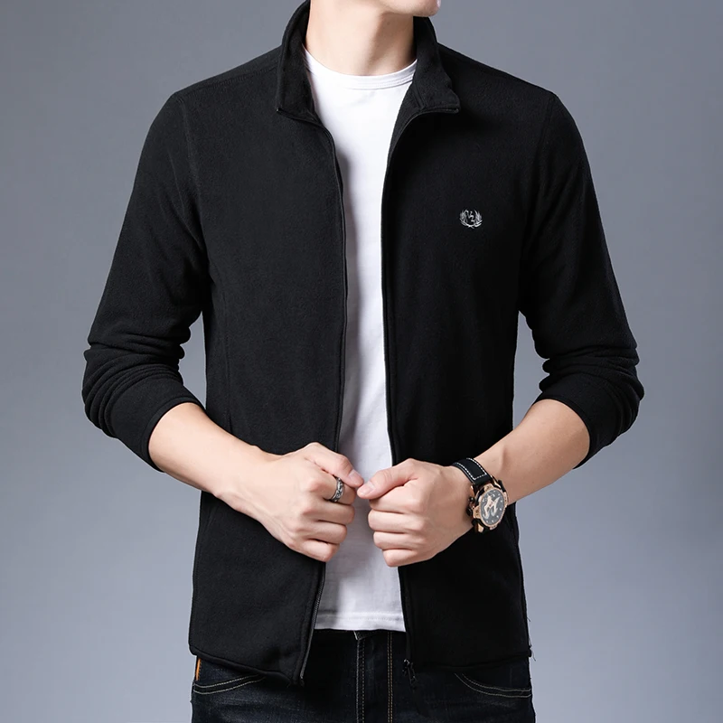 Tanie 2020 nowych moda gruby aksamit wiatrówka kurtki z polaru mężczyzna jesień zima Trend płaszcz Slim Fit płaszcz na co dzień mężczyźni odzież