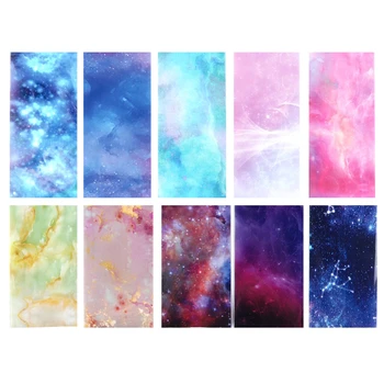 

10pcs/set Nail Foils for Manicure Marble Shining Stone Designs Transfer Stickers Starry Sky Adhesive Wraps Decals