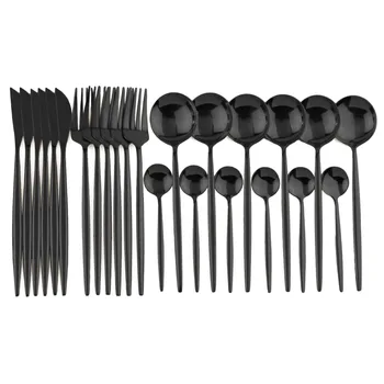 24pcs Black Western Stainless Steel Cutlery Set