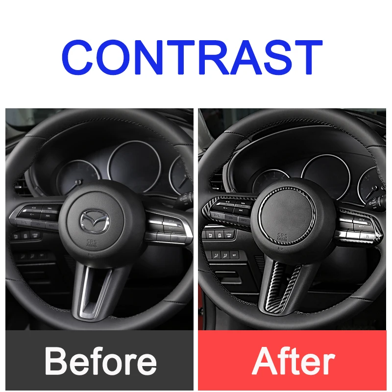 Car Steering Wheel Trim Circle Sequins Ring Cover Button Decoration Sticker For Mazda 3 Axela BP CX-30 DM Accessories car moulding decoration car styling stickers car button repair stickers
