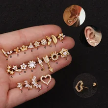 Feelgood удивительные 16 г нержавеющая сталь и Cz Пирсинг хряща уха спираль ювелирные изделия Tragus серьги Грач раковины мочки винт обратно Шпильки