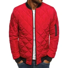 2021 New Men's Winter Warm Coat Solid Color Jacket Cotton Jacket Rhombic Lattice Seam Yan Thickened Stand Collar Cotton Jacket