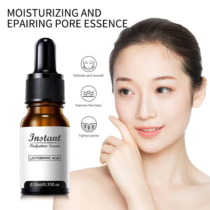 Reducir los poros suero poro instantánea la perfección suero aprieta refinado humectante blanqueadora suero Anti-envejecimiento 10ML esencia para el rostro