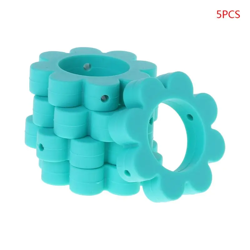 Turquoise Чехлы для айфонов 5 5 шт./компл. силиконовые бусины с изображением подсолнуха DIY бусины для бижутерии, Цепочки и ожерелья, у которого режутся зубки кулон по уходу за ребенком новорожденных; безопасное кольцо для нетоксичный мягкий - Цвет: Turquoise