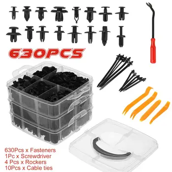 

645PCS Car Auto Plastic Rivets Fastener Fender Bumper Push Pin Clips Car Automotive Auto Bumper Fender Clips Fastener With Box