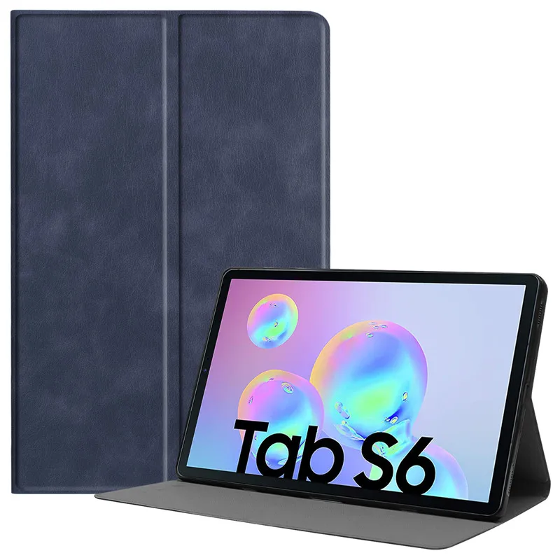 Dark blue Роскошный кожаный чехол для Samsung Galaxy Tab S6 T860 T865 SM-T865 SM-T860 защитный чехол откидная подставка Смарт планшет 10,5 ''чехол - Цвет: Dark blue