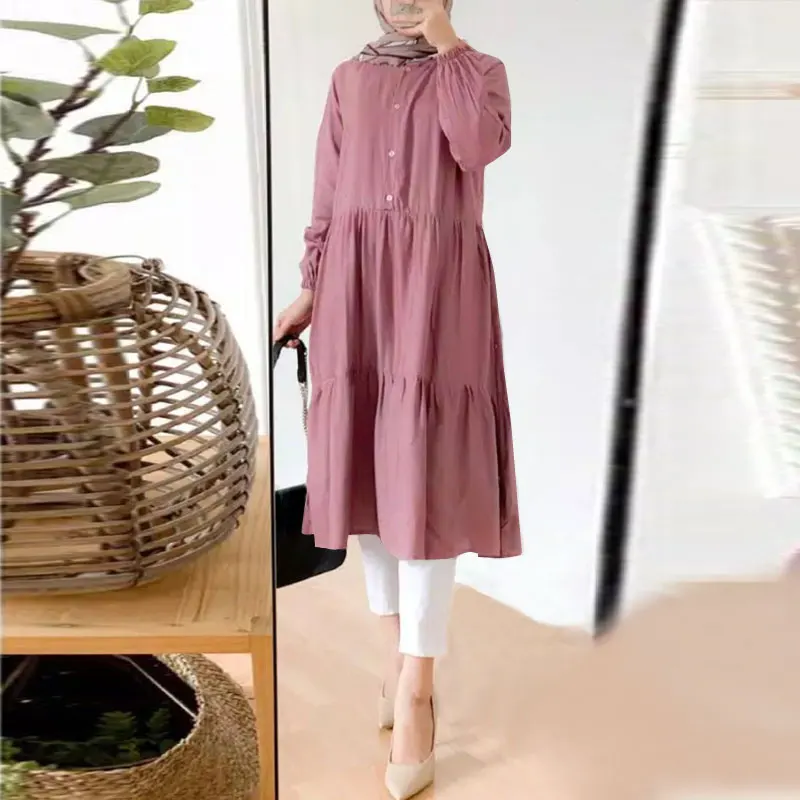 New Fashion Midi Shirt Top Dress - Image 3