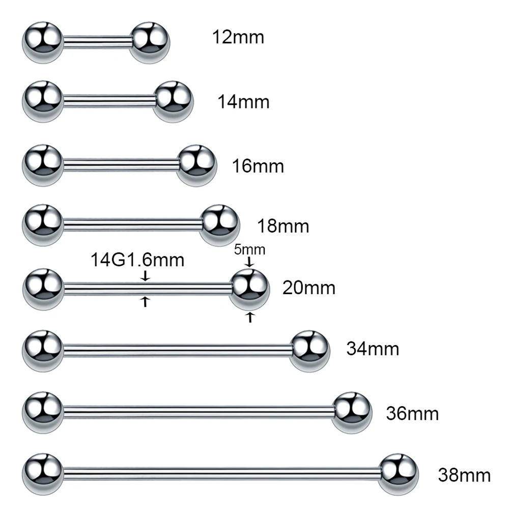 Piercing Jewelry Surgical Steel Ear Cartilage Piercing Anodizing Industrial Barbell Earring Tongue Barbell 5pcs/Lot