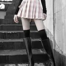 Панк Rave женские розовые клетчатые плиссированные юбки с ремнем и цепочкой PQ-710DQ Азиатский размер s-xl