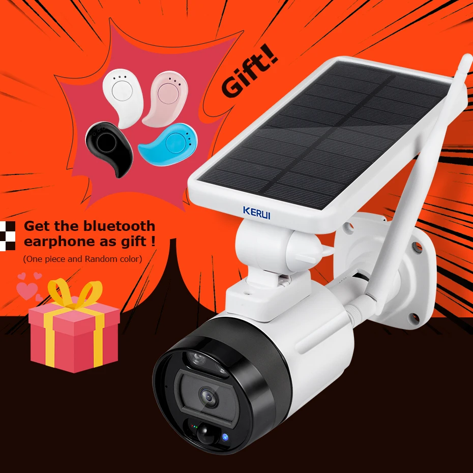US $59.79 Kerui 1080p 2mp Solar Wireless Battery Camera Wifi Outdoor Security Ip Camera Alexa Cloud Ip66 Waterproof Cctv Surveillance