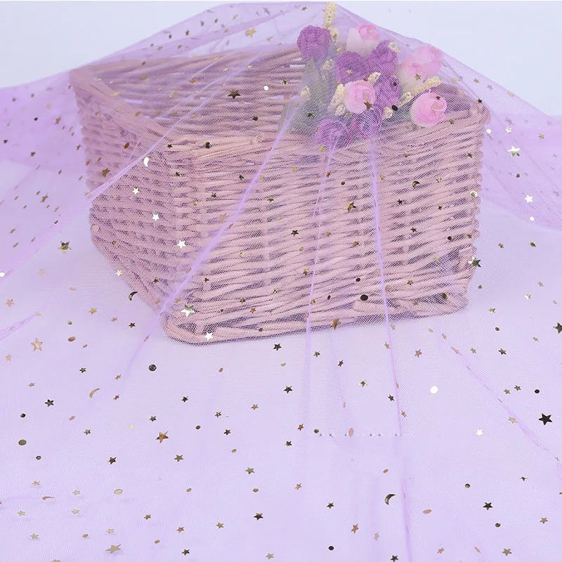 100*160 см золотая звезда Тюль Ткань для скатерти фоны детская игрушка в ванную тему невесты быть Свадьба Русалка Вечерние таблички Декор - Цвет: Purple