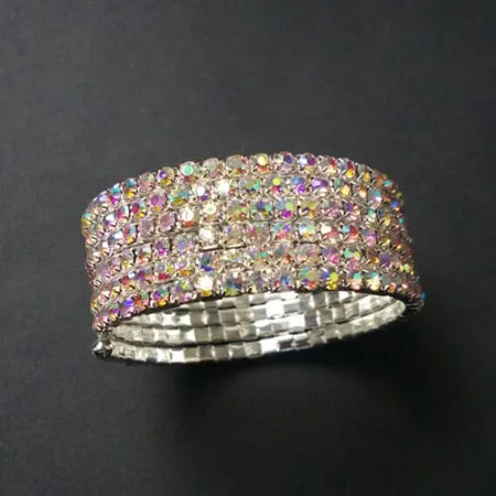TDQUEEN браслеты с серебряным покрытием Pulseiras браслет Кристалл Стразы многорядные Спираль браслет для женщин - Окраска металла: 6rowAB