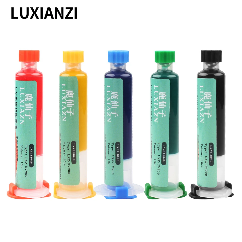 

LUXIANZI 10ml UV Curing Solder Mask Ink 5 Color Green Oil For PCB BGA Circuit Board Soldering Paste Flux Insulating Protect