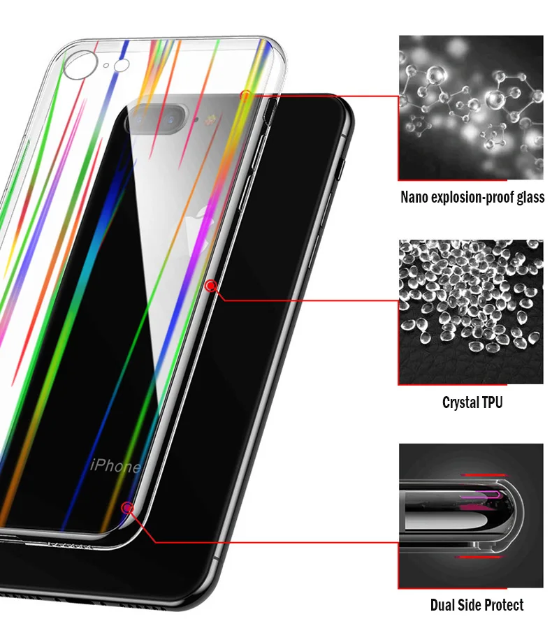 Прозрачный чехол для телефона из закаленного стекла Aurora Apple iPhone XR XS Max X 8 7 6 6S