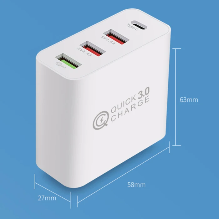 4-Порты и разъёмы USB Зарядное устройство адаптер быстрой зарядки QC3.0 для путешествий на мобильный телефон для быстрого настенного Зарядное устройство XR649