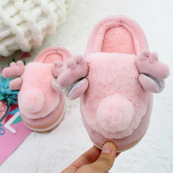 

Winter Children Slippers Cartoon Animal Elk Deer Soft Plush Home Cotton Slides Winter Warm Shoes House Floor Slippers kl911