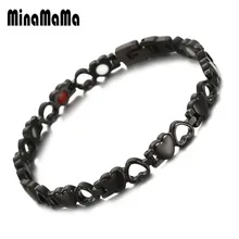 Черный Нержавеющая сталь сердца Исцеление германий магнитный браслет для Для женщин лечение артрита уход Браслеты