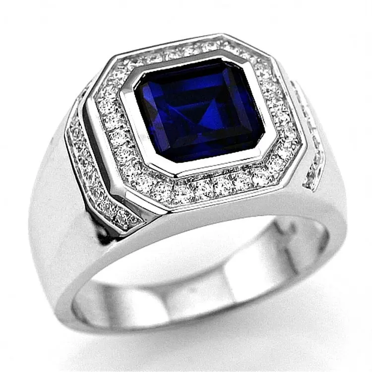 

Banquet Women's Blue Gems Ring Crystal Zircon Ring Temperament Princess Ring European Engagement Wedding Ring Valentine Day Gift