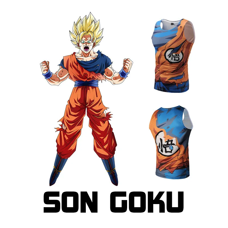 Летний Стиль Dragon Ball Сунь Укун 3D мультфильм Печатный спортивный жилет Мужская без рукавов Верхняя одежда оптом