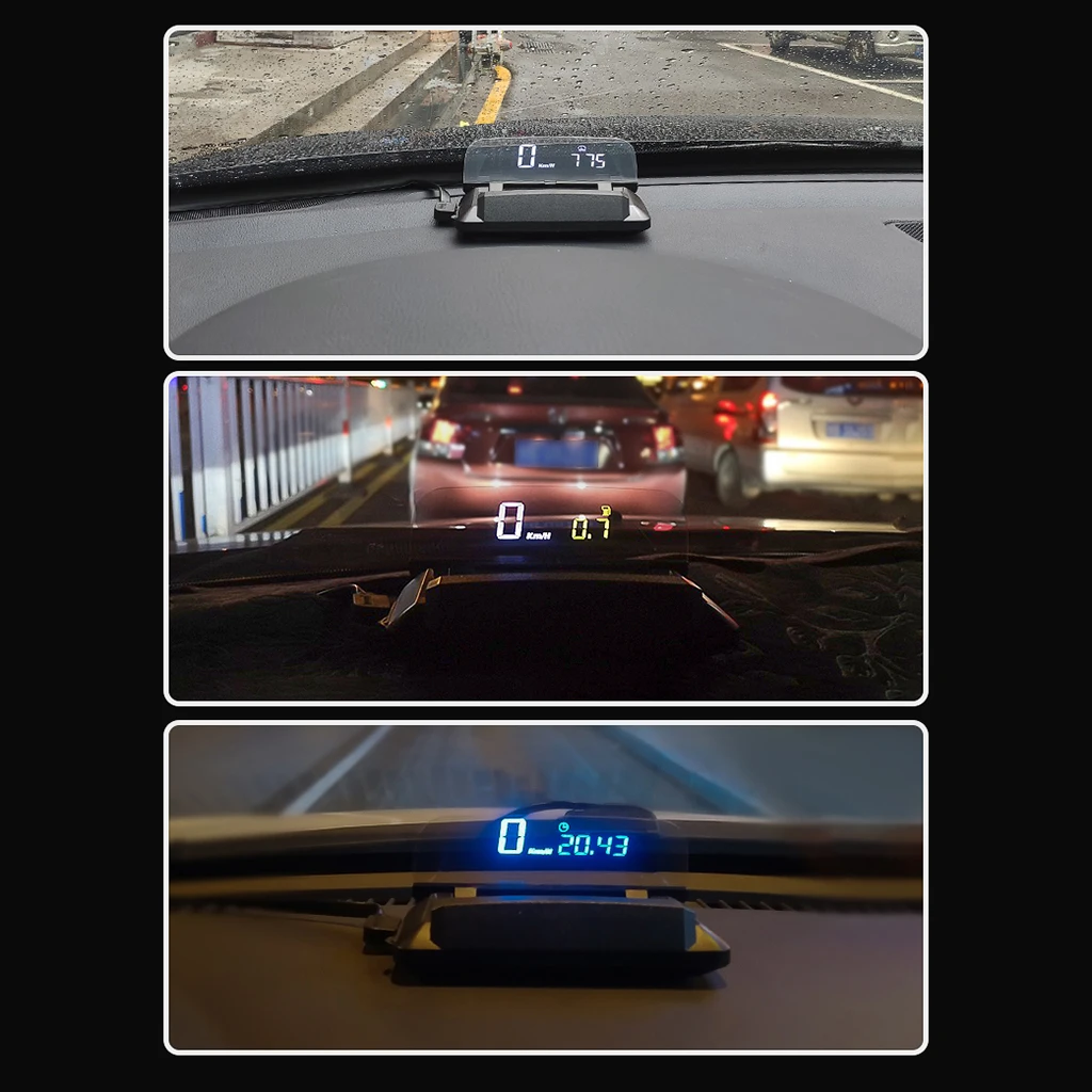 5'' Car HUD 3D Head-Up Display Overspeed/Voltage/RPM Warning Windshield Projector Security Alarm System Universal Auto OBD2 MPH