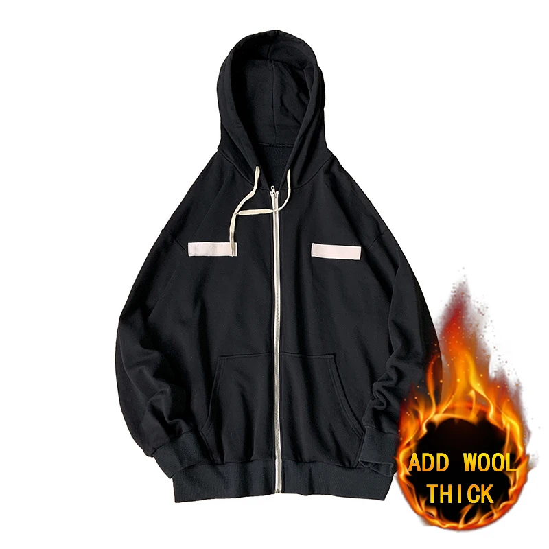 

New Winter Jacket Men Coats Fashion Warm Wool Fabric Color Block Clothing Warm Coat Harajuku Solid Color Stitching Style