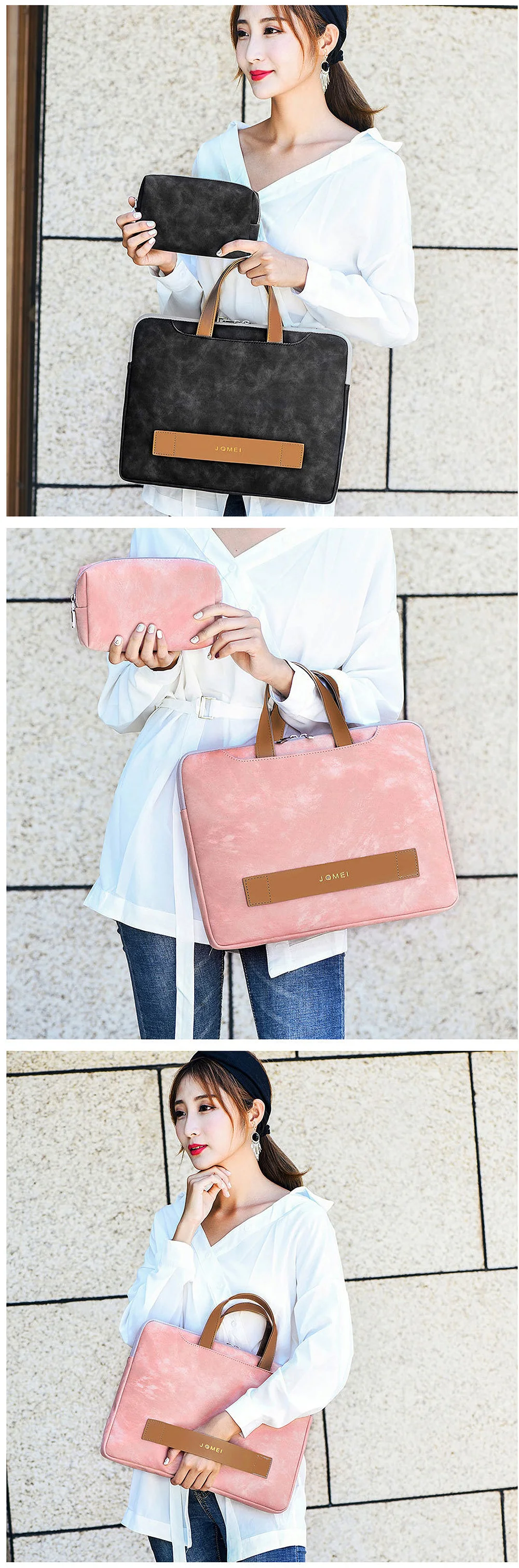 13.3/14 15.6 inch Portable Laptop Bag Waterproof PU Leather Laptop Case Casual Business Handbag for Men and Women