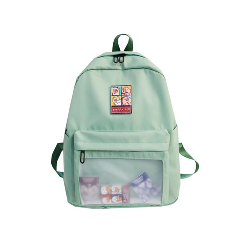 Женские сумки рюкзаки модный бренд большой емкости прозрачная Милая холщовая школьная сумка для подростков девочек рюкзак женский - Цвет: Green