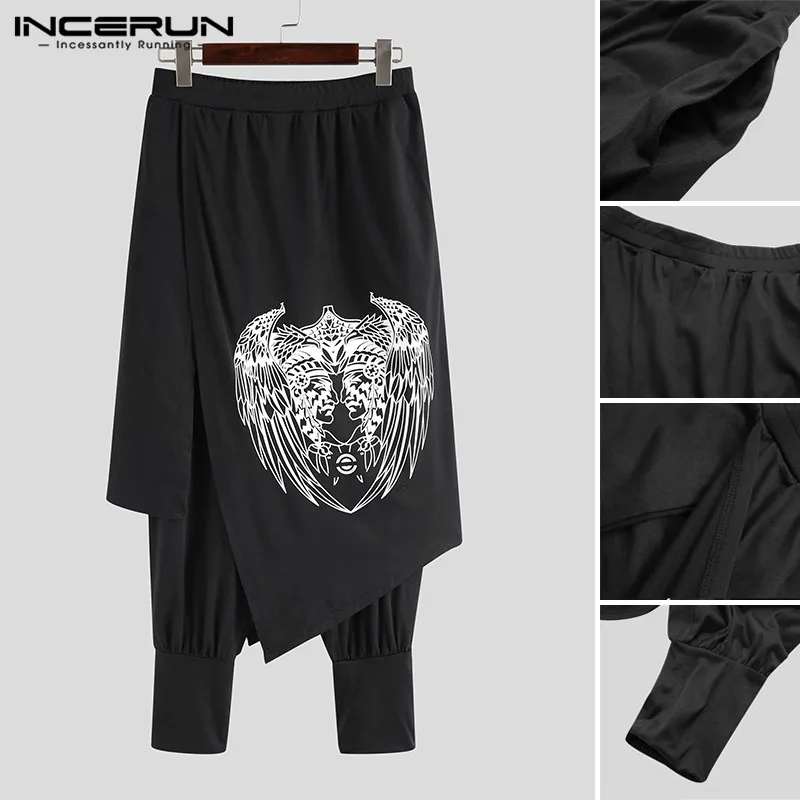 

2020Men Harem Pants Print Retro Drop Crotch Joggers Trousers Male Punk Baggy Loose Nepal Style Double Layer Pants S-5XL INCERUN