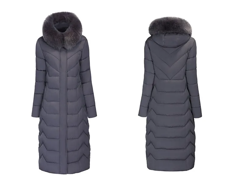 2019 зимняя парка для женщин с меховым воротником и капюшоном, длинное пальто, толстый теплый пуховик, хлопковая куртка для женщин среднего
