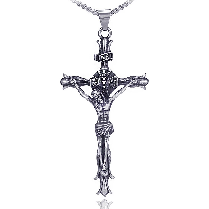 High Quality Stainless Steel Pendant Necklace Cross Punk Jewelry Women Choker Chain Mens Gift INRI | Украшения и аксессуары