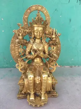 

wedding decoration Tibet bronze temple sit Tara Kwan-Yin GuanYin goddess Buddha statue