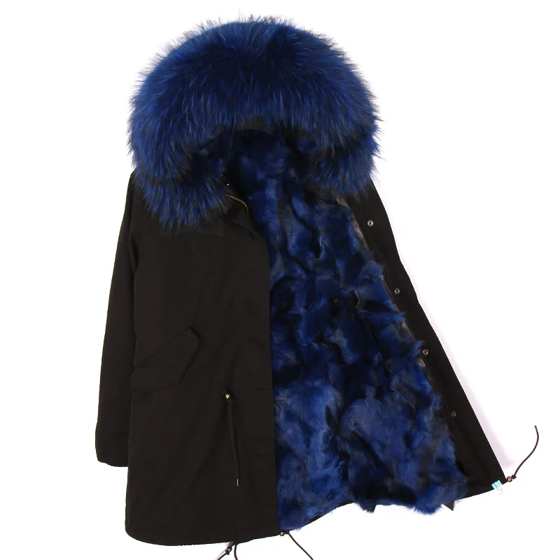 Large size man winter warm jacket raccoon fur collar hooded real fox fur liner outwear long slim parka real fur coat