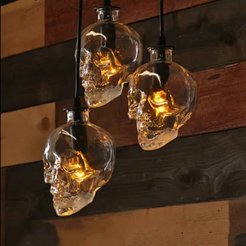 

Retro personality bar art decoration lamp restaurant bar glass Pendant Lights creative skull coffee shop ZP5041450