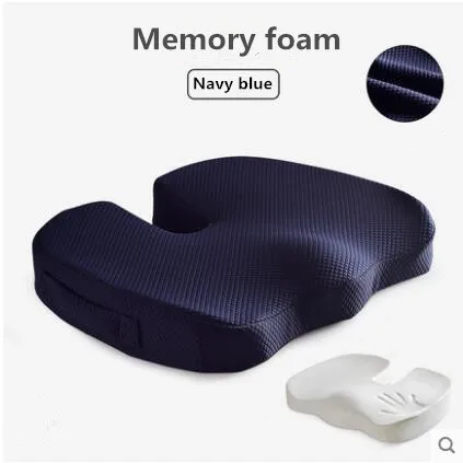 45*37*7,5 см Горячая медленный отскок бамбуковый уголь пены памяти кресло автомобильное сиденье бедра подушка задняя кость копчик защита подушка - Цвет: Navy blue