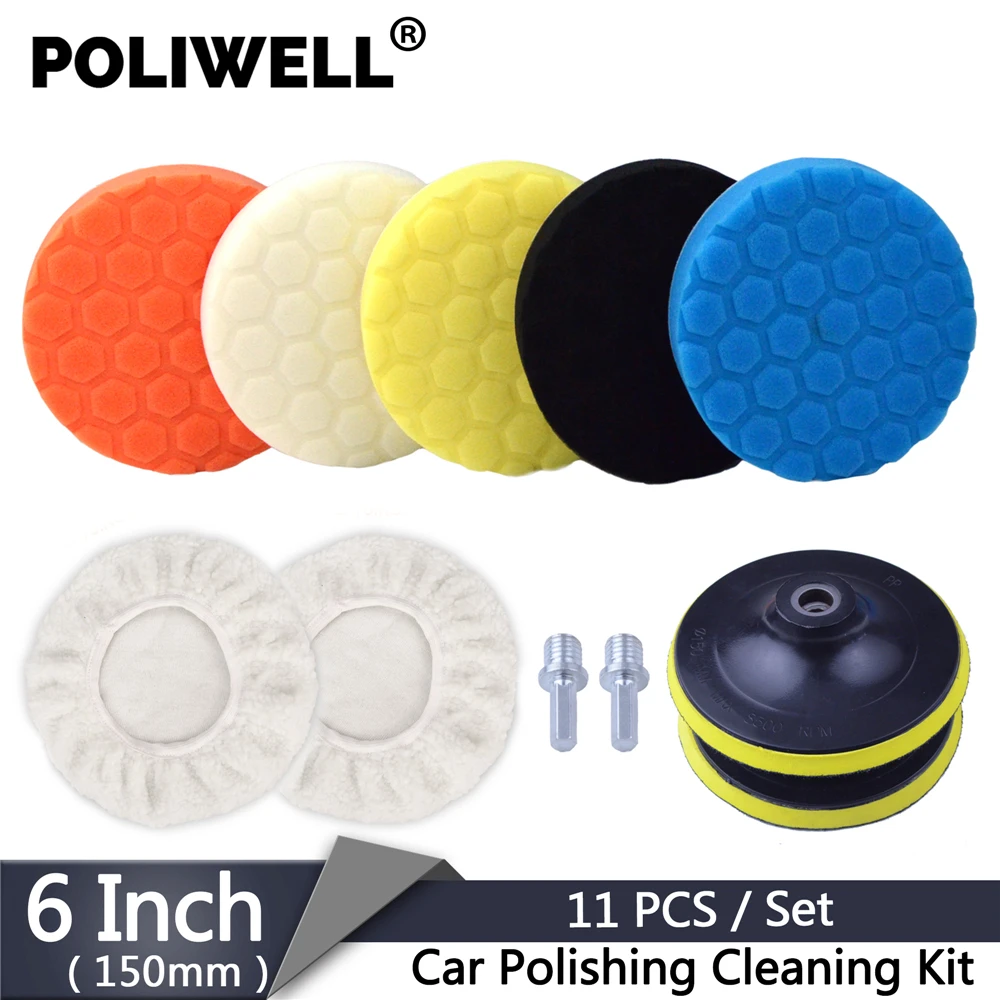 6 Inch Car Polishing Kit 11PCS/Set Buffing Sanding Sponge Pads and Wool Bonnet Pads + 8mm M14 Drill Adapter for Electric Drill 6 Inch Car Polishing Kit 11PCS/Set Buffing Sanding Sponge Pads and Wool Bonnet Pads + 8mm M14 Drill Adapter for Electric Drill