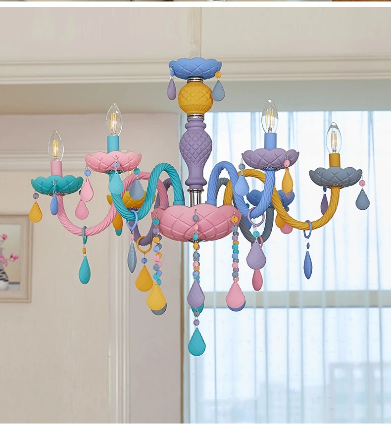 Modern LED Chandelier Lighting Nordic Colourful Crystal Chandelier Kitchen Living Room Decor Lighting Fixtures Bedroom Hanglamp